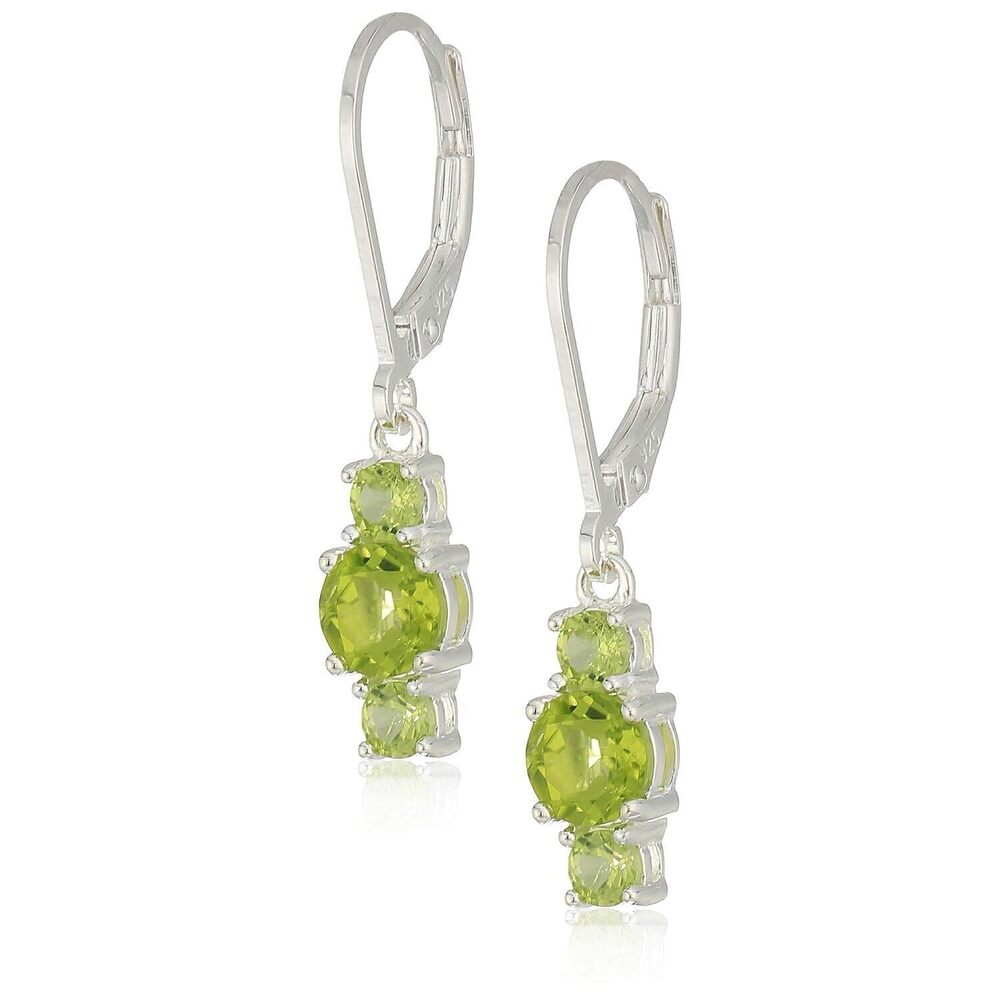 Sterling Silver Genuine Peridot 5mm and 3mm Three Stone August
